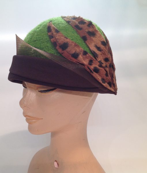 Leopard Textured Boiled Wool Cloche