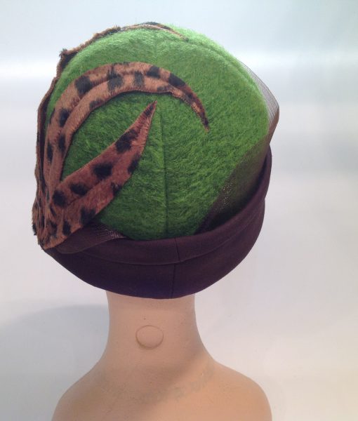 Leopard Textured Boiled Wool Cloche