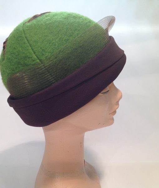 Leopard Textured Boiled Wool Cloche