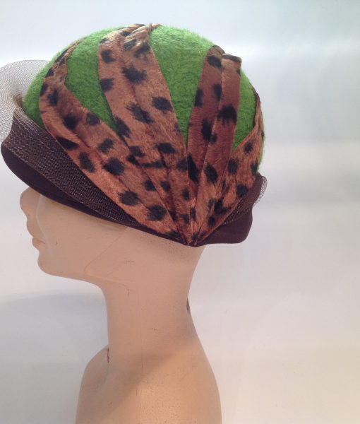 Leopard Textured Boiled Wool Cloche