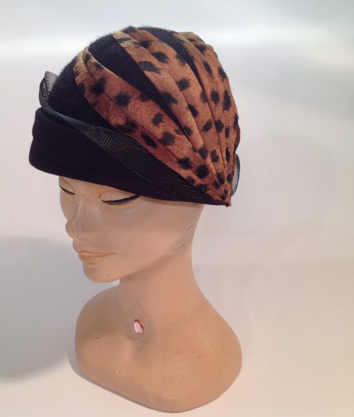 Leopard Textured Boiled Wool Cloche