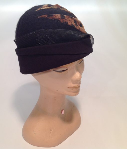 Leopard Textured Boiled Wool Cloche