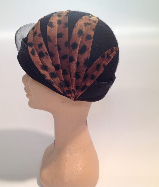 Leopard Textured Boiled Wool Cloche