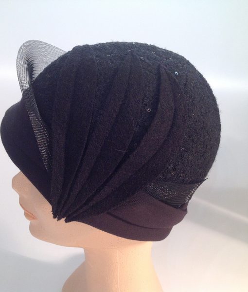 jersey cooked cloche with micro sequins, applications and crinoline – side view