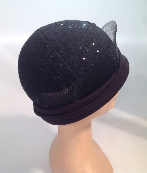 jersey cooked cloche with micro sequins, applications and crinoline - side view