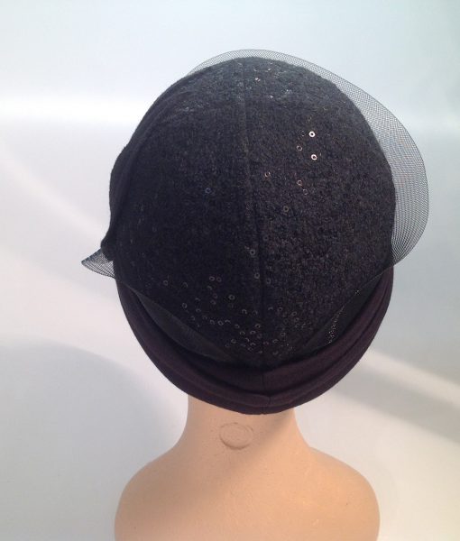 jersey cooked cloche with micro sequins, applications and crinoline - rear view